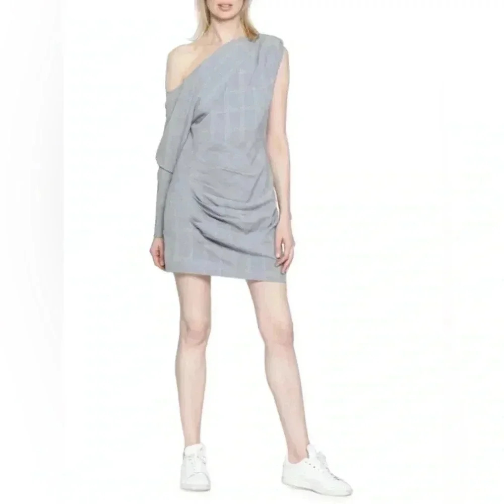WALTER BAKER Lindsey Plaid One-Shoulder Dress Size 2